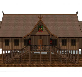 东南亚吊脚楼SU模型下载_sketchup草图大师SKP模型