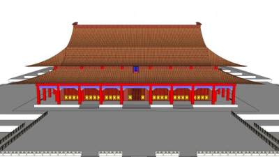 中式重檐歇山顶宫殿SU模型下载_sketchup草图大师SKP模型