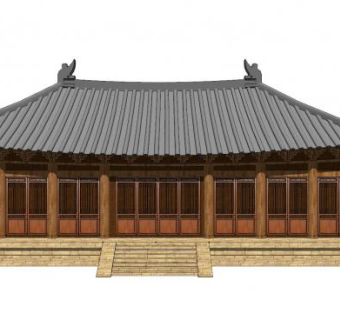 中式庑殿顶殿宇SU模型下载_sketchup草图大师SKP模型