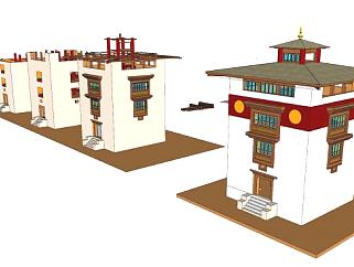 藏式寺庙建筑外观SU模型下载_sketchup草图大师SKP模型