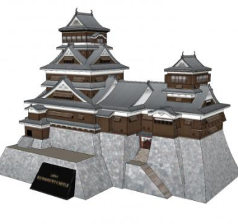 日寺寺庙外观SU模型下载_sketchup草图大师SKP模型