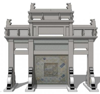 石质牌坊su模型下载_sketchup草图大师SKP模型