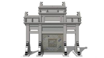 石质牌坊su模型下载_sketchup草图大师SKP模型