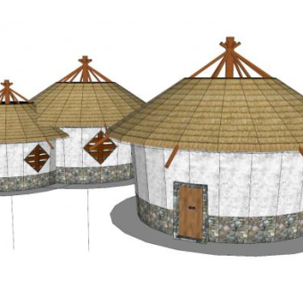 中式粮仓SU模型下载_sketchup草图大师SKP模型