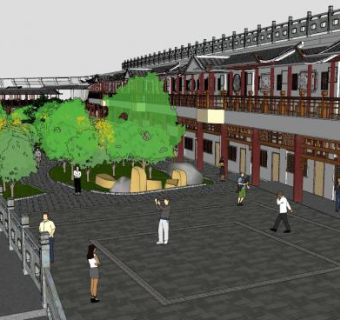 中式酒店客栈SU模型下载_sketchup草图大师SKP模型