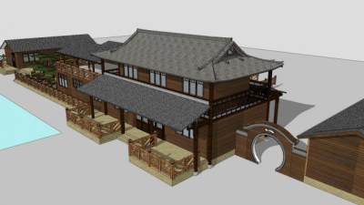 现代中式古建殿宇SU模型下载_sketchup草图大师SKP模型