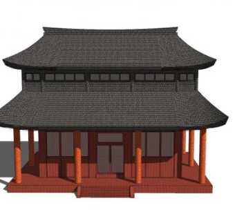 中式房屋阁楼建筑SU模型下载_sketchup草图大师SKP模型