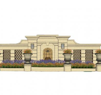 欧式景墙精致设计su模型下载_sketchup草图大师SKP模型