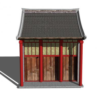 中式小型房屋建筑SU模型下载_sketchup草图大师SKP模型