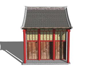 中式小型房屋建筑SU模型下载_sketchup草图大师SKP模型