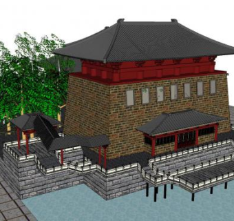 中式仿古建筑房屋SU模型下载_sketchup草图大师SKP模型