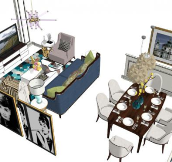 现代美式家具skp模型下载_sketchup草图大师SKP模型