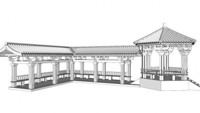 新中式回廊su模型下载_sketchup草图大师SKP模型