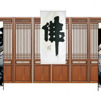 中式格栅门su模型下载_sketchup草图大师SKP模型