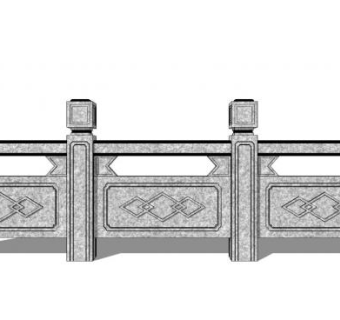 仿古栏杆su模型下载_sketchup草图大师SKP模型