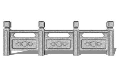 仿古栏杆su模型下载_sketchup草图大师SKP模型