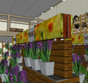 花展厅su模型下载_sketchup草图大师SKP模型