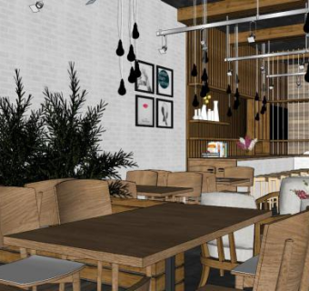 咖啡馆室内su模型下载_sketchup草图大师SKP模型