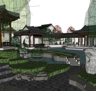 古建别墅su模型下载_sketchup草图大师SKP模型