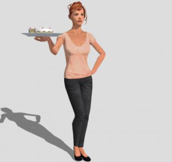 3d服务员su模型下载_sketchup草图大师SKP模型