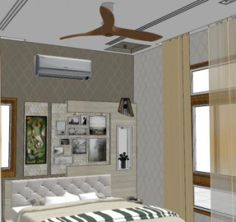 卧室吊顶su模型下载_sketchup草图大师SKP模型