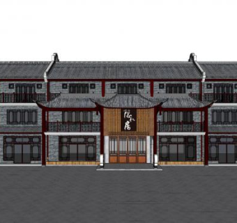 中式建筑日式客栈SU模型下载_sketchup草图大师SKP模型
