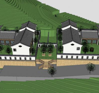 中式四合院住宅SU模型下载_sketchup草图大师SKP模型