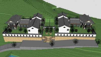 中式四合院住宅SU模型下载_sketchup草图大师SKP模型