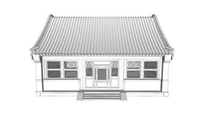 中式屋舍建筑SU模型下载_sketchup草图大师SKP模型