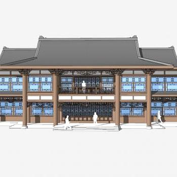 新中式中式酒店客栈SU模型下载_sketchup草图大师SKP模型