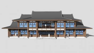 新中式中式酒店客栈SU模型下载_sketchup草图大师SKP模型