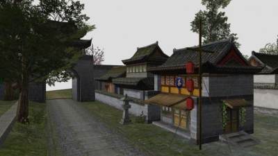 中式古建筑房屋群SU模型下载_sketchup草图大师SKP模型