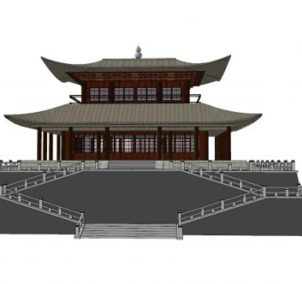 中式城门楼设计SU模型下载_sketchup草图大师SKP模型