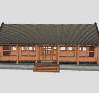 中式古建殿宇外观SU模型下载_sketchup草图大师SKP模型