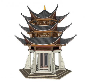 中式古建筑阁楼sketchup模型下载_sketchup草图大师SKP模型