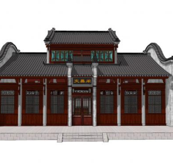 中式古建商会文昌阁SU模型下载_sketchup草图大师SKP模型