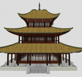 中式古建殿宇阁楼SU模型下载_sketchup草图大师SKP模型