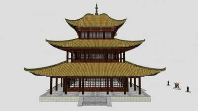 中式古建殿宇阁楼SU模型下载_sketchup草图大师SKP模型