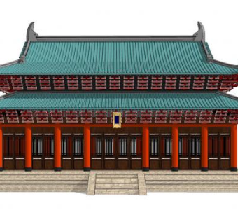 中式古建殿宇外观sketchup模型下载_sketchup草图大师SKP模型