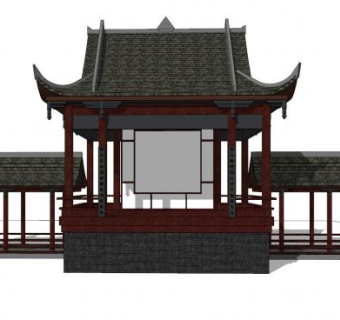 中式古建戏台SU模型下载_sketchup草图大师SKP模型