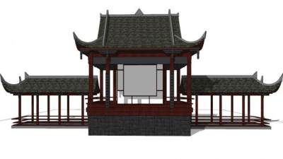 中式古建戏台SU模型下载_sketchup草图大师SKP模型