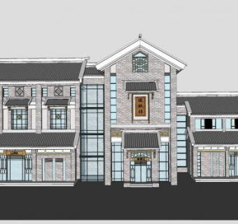中式瑞蚨祥建筑设计SU模型下载_sketchup草图大师SKP模型