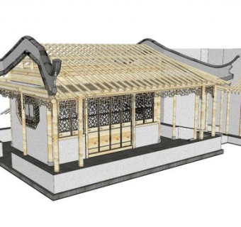 中式古建屋舍殿宇SU模型下载_sketchup草图大师SKP模型