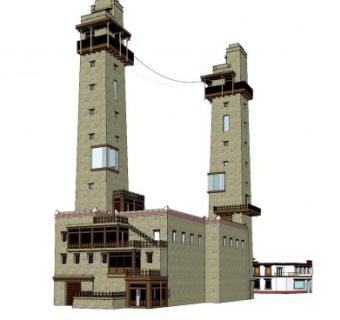 古典建筑塔楼SU模型下载_sketchup草图大师SKP模型