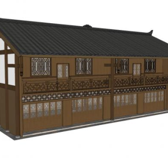 中式古典双层殿宇SU模型下载_sketchup草图大师SKP模型