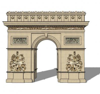 欧式古典凯旋门SU模型下载_sketchup草图大师SKP模型