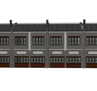 中式客栈古建设计SU模型下载_sketchup草图大师SKP模型