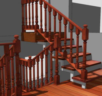 木质扶手su模型下载_sketchup草图大师SKP模型