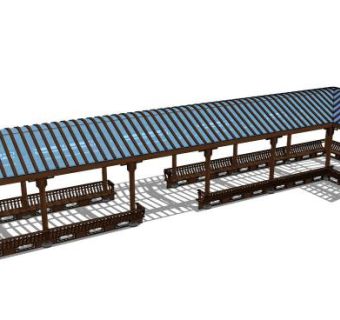 中式风格廊架构架景观su模型下载_sketchup草图大师SKP模型