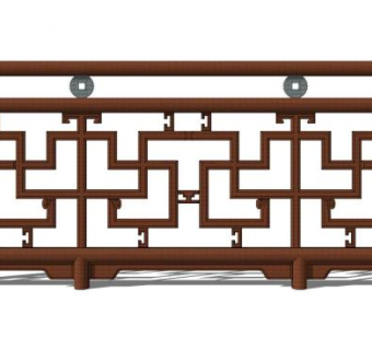 中式木栏杆su模型下载_sketchup草图大师SKP模型